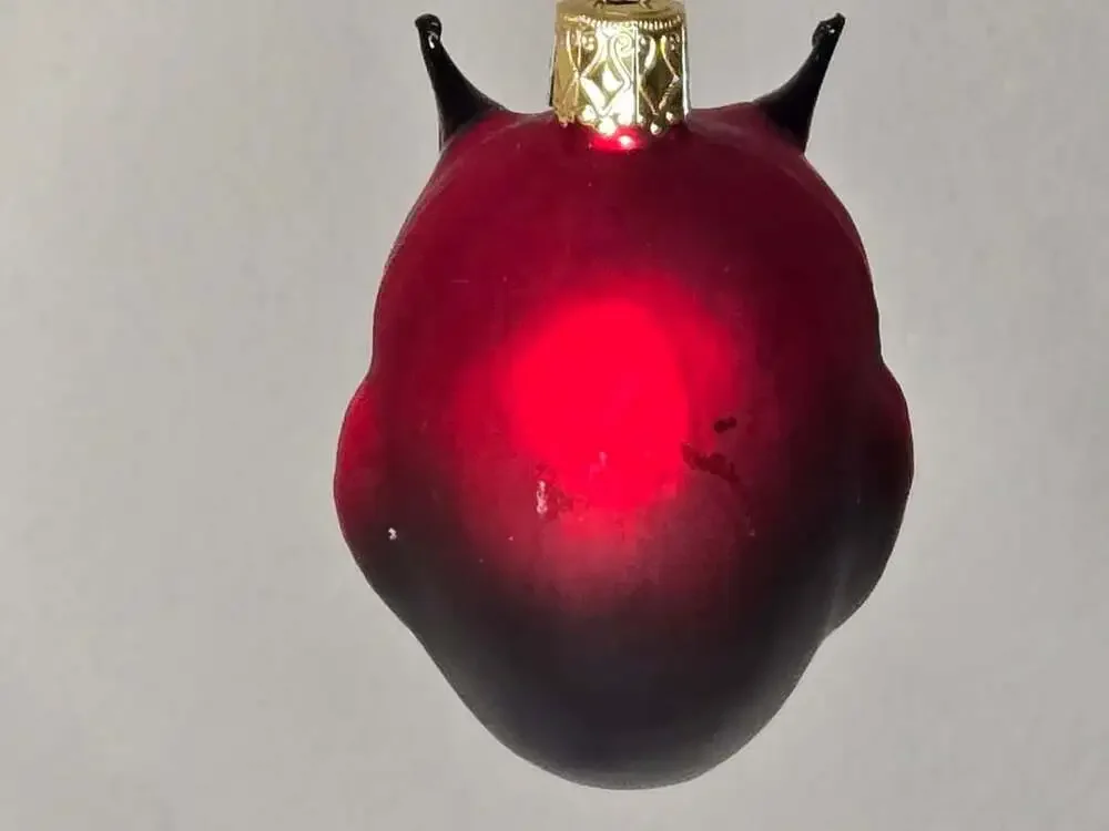Inge Glas Red Krampus Devil Head Glass Christmas Ornament with Horns